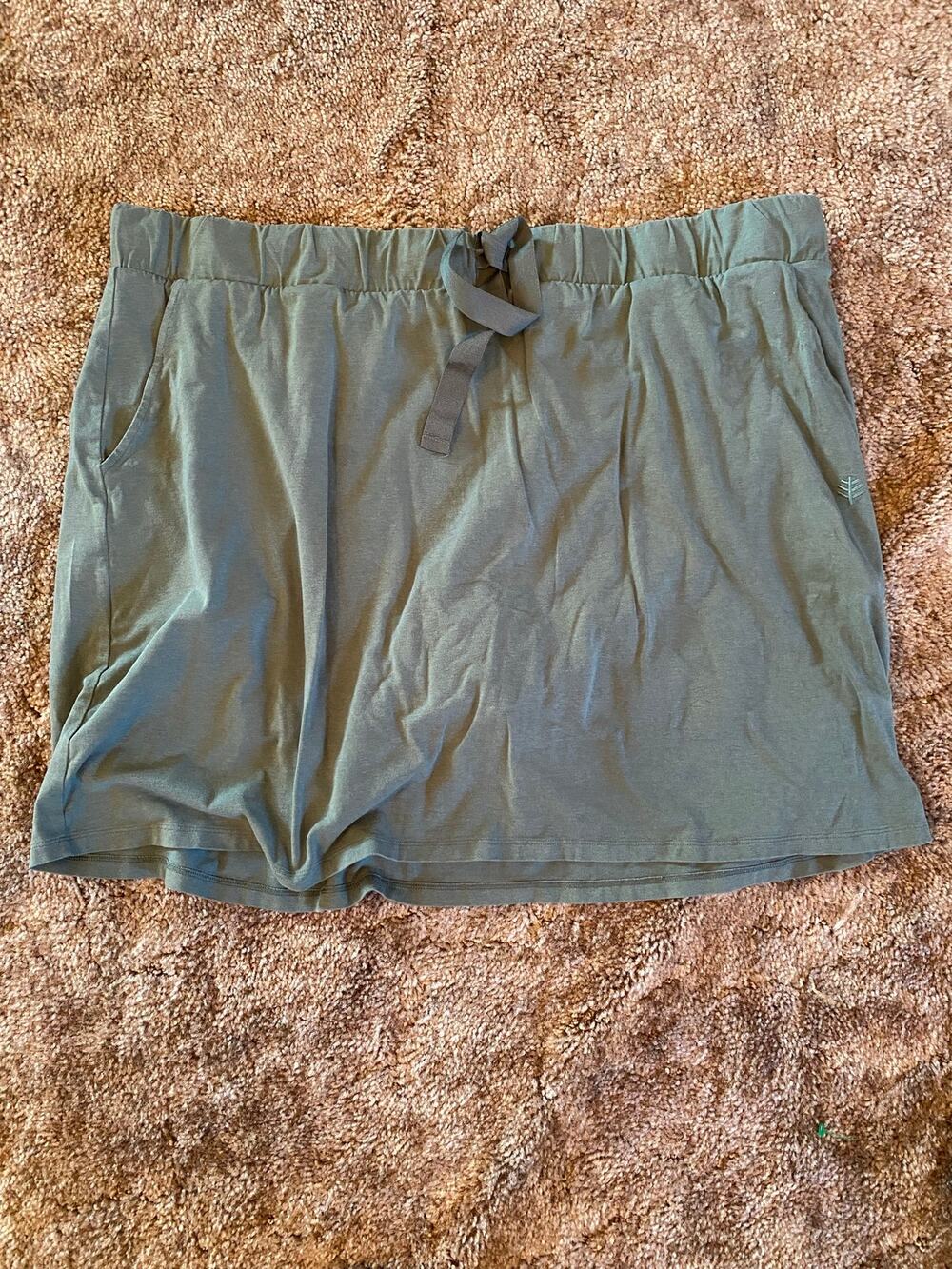 Coolibar Plaka Knit Skort in Olive Green Athleisure UPF Sun Protection Bamboo